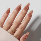 Radiant Ribbons Almond Golden Sands Press On Nails